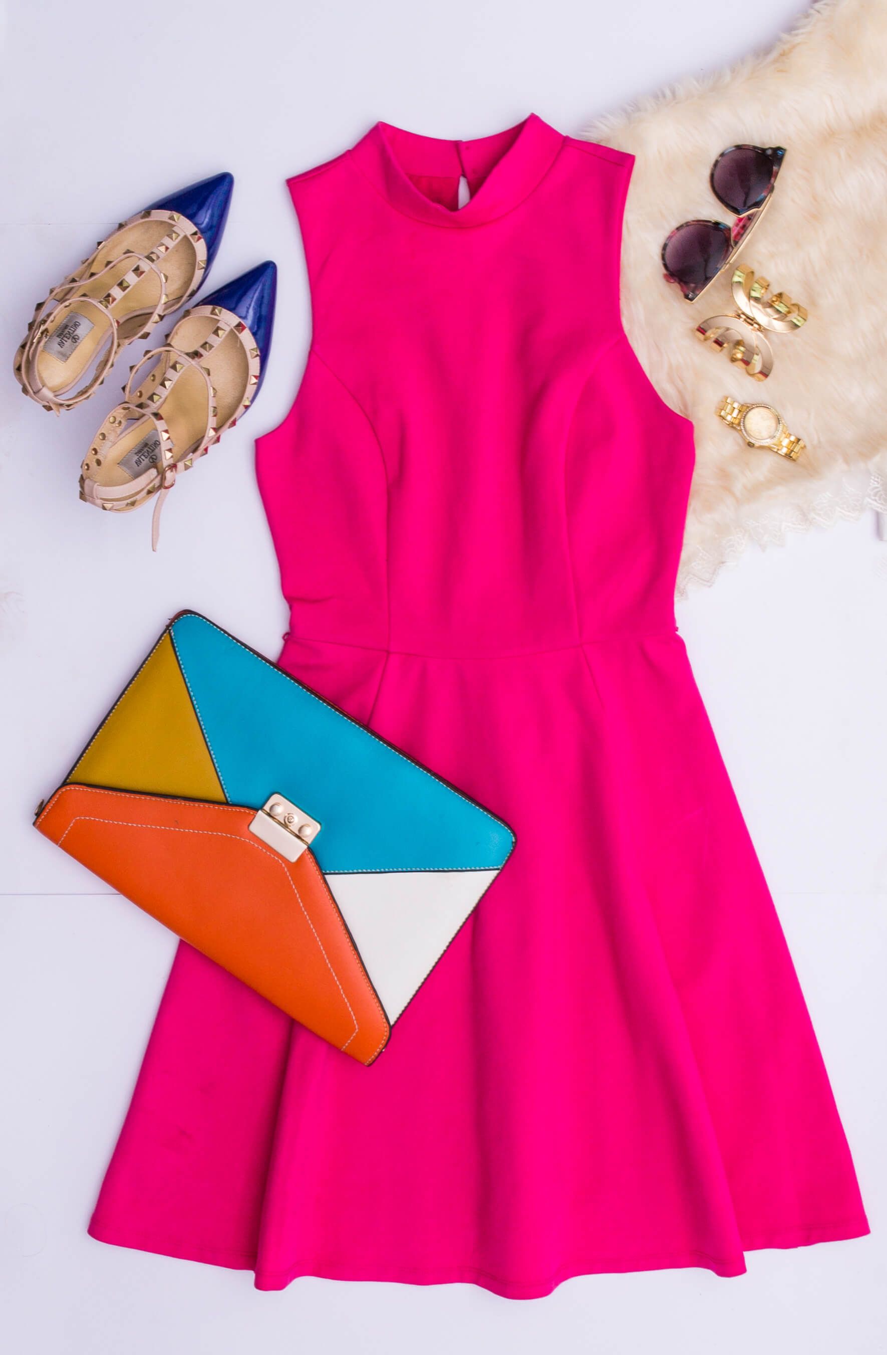 Bright_colours_pink_official_lunch_dress_fashion_style