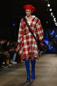 A model walks the runway at the Charles Jeffrey LOVERBOY show during London Fashion Week Men's January 2018 at Old Selfridges Hotel on January 7, 2018 in London, England.