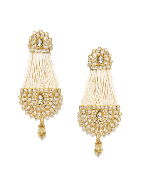 PANASH Off-White Gold-Plated Handcrafted Drop Earrings