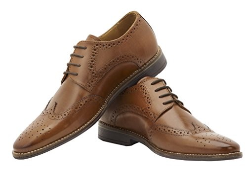 Brent Shoes Men's Petrus Brogue Tan Leather Formals 08 M UK/INDIA