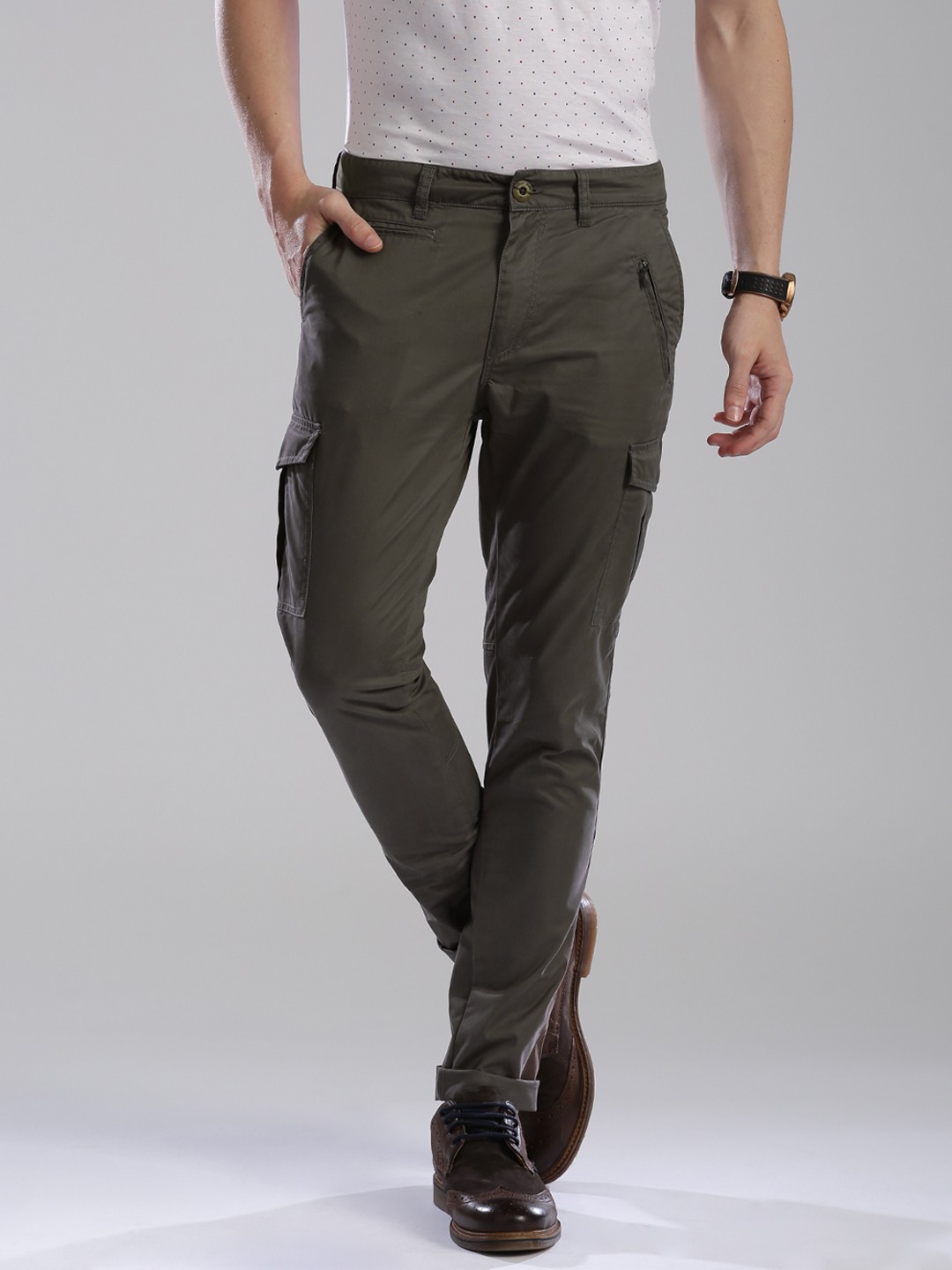 IVOC Brown Relaxed Fit Mid Rise Trousers