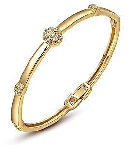Silver Shoppee Magical LOVE 18K Yellow Gold Plated Genuine Austrian Crystal Studded Alloy Bracelet