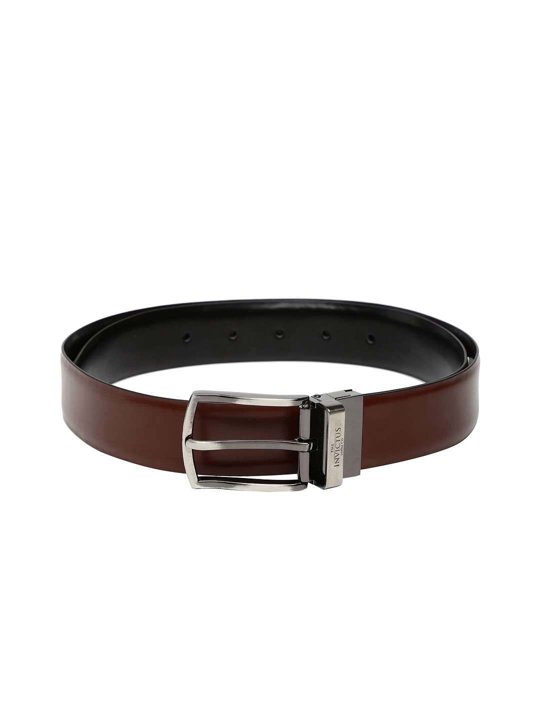 INVICTUS Men Black & Brown Leather Reversible Belt