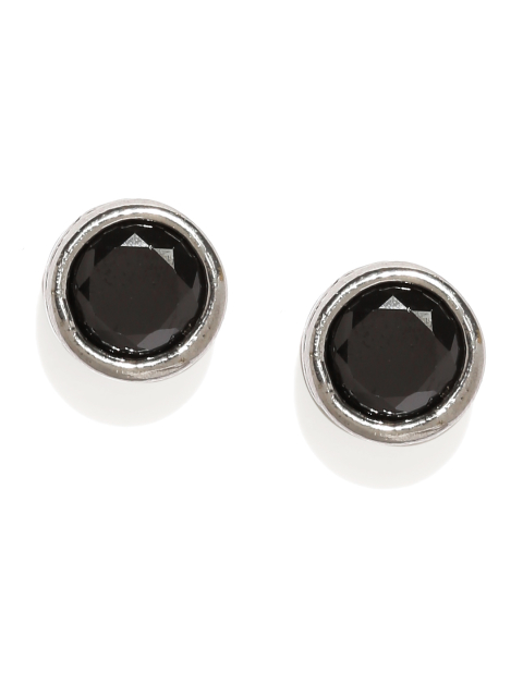 Moxie Black & Silver-Toned Stainless Steel Circular Studs