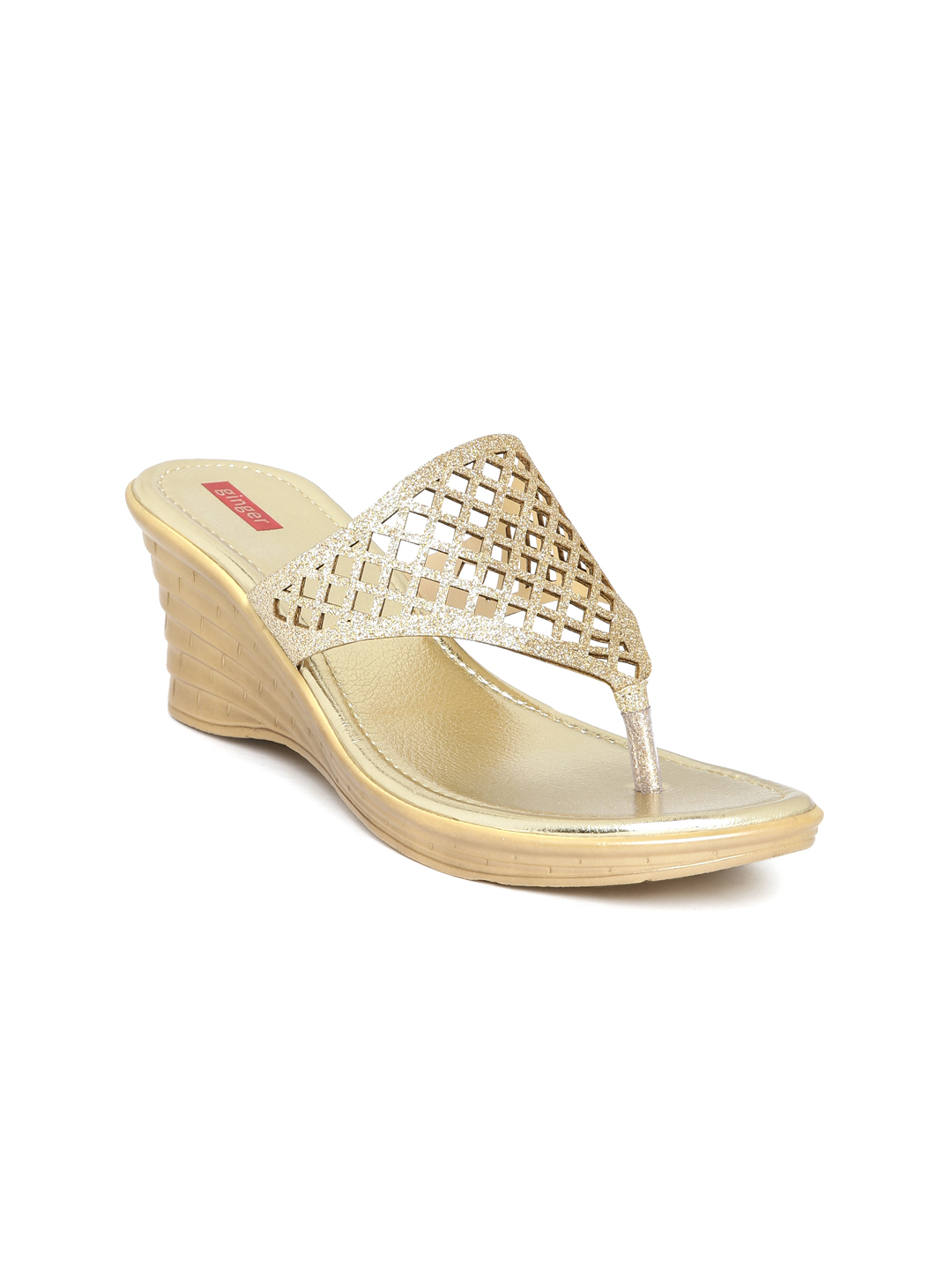 Ginger by Lifestyle Women Gold-Toned Wedges with Cut-Out Detail