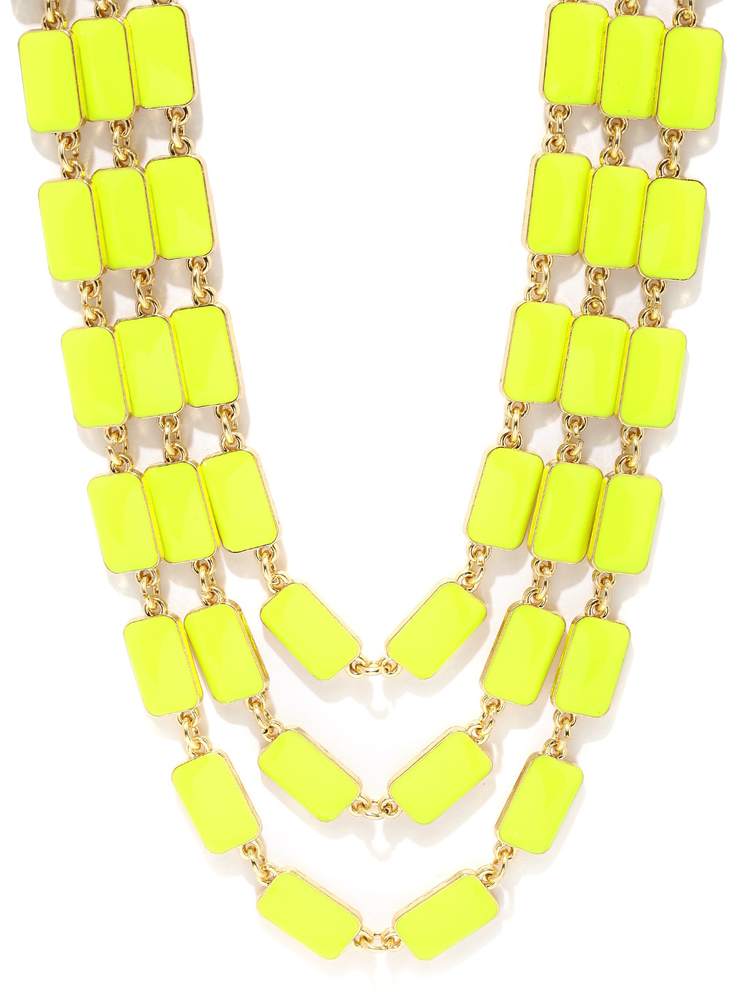 Tipsyfly Yellow & Gold-Toned Interlinked Layered Necklace