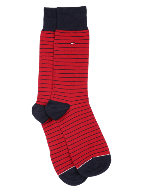 Tommy Hilfiger Men Red & Navy Striped Dress Socks