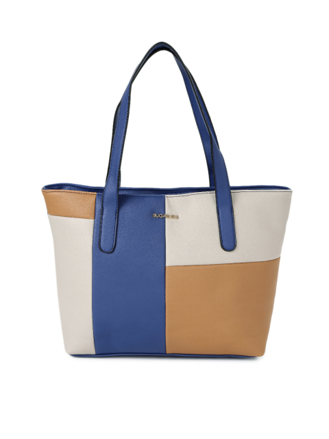 Sugarush Blue & Beige Colourblocked Shoulder Bag