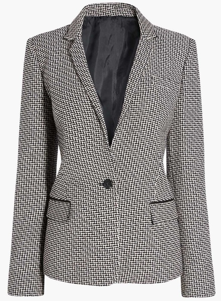 Black Printed Fitted Blazers