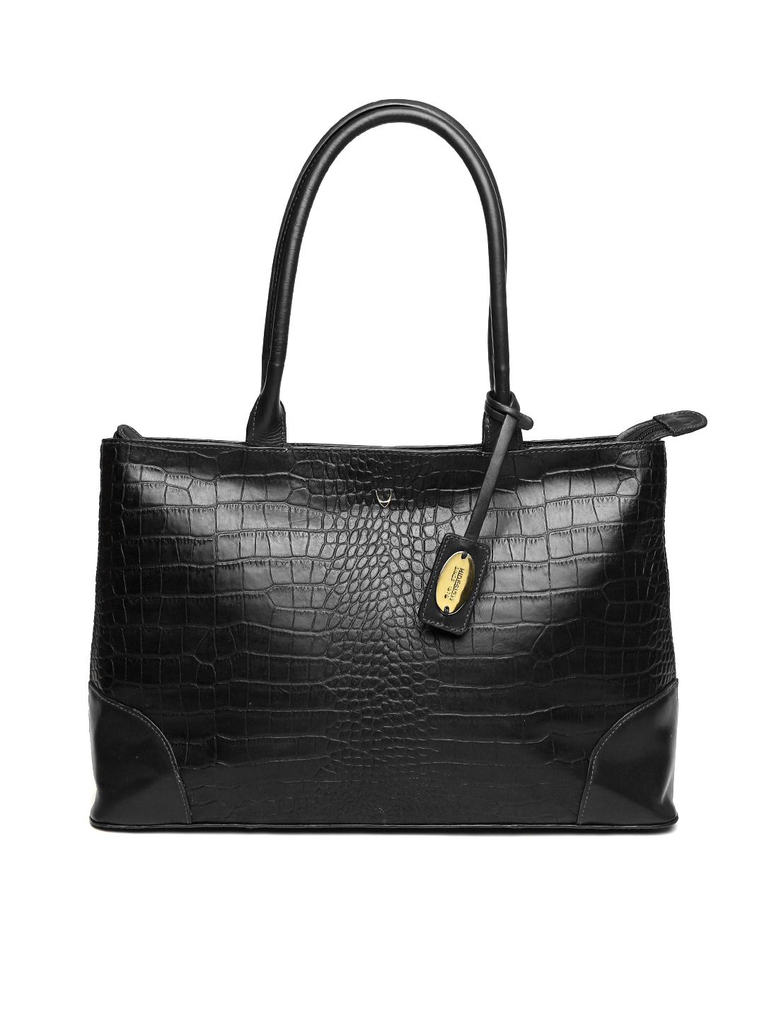 Hidesign Black Textured Leather Shoulder Bag