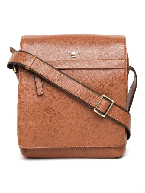 Da Milano Brown Saffiano Leather Sling Bag