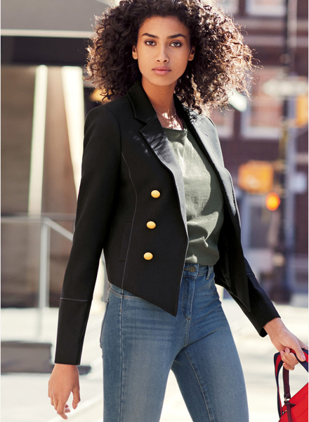 Military Contrast Piped Blazer