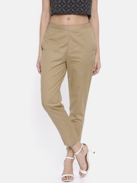 Buy Women Khaki Solid Formal Regular Fit Trousers Online  764715  Van  Heusen