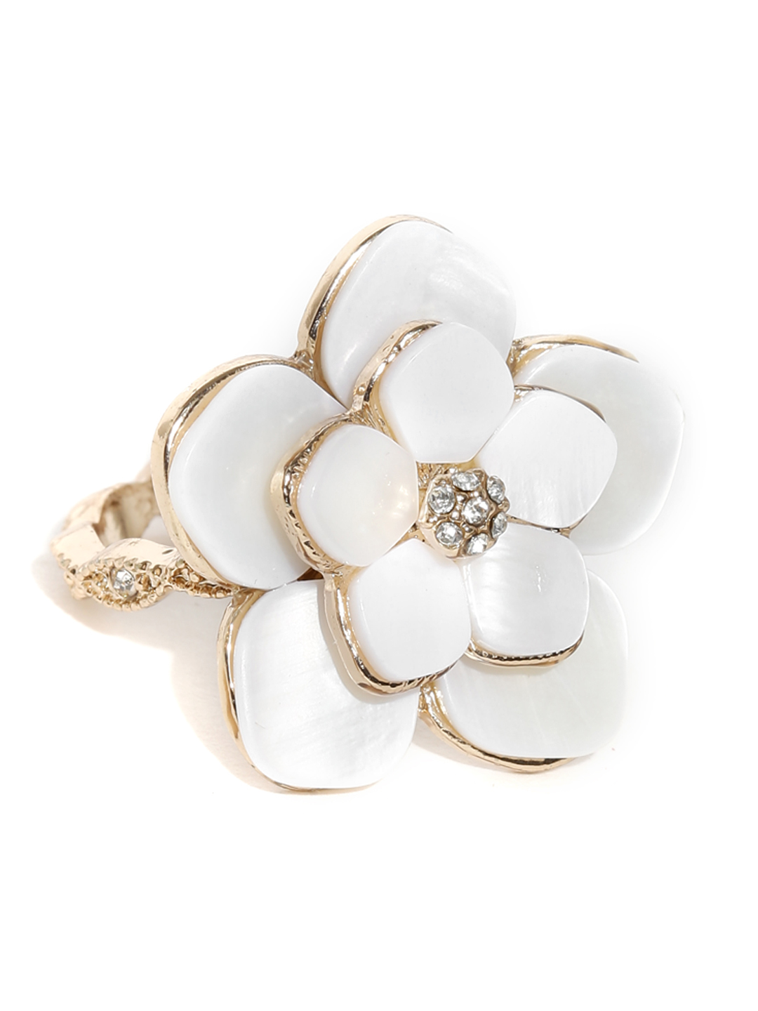Accessorize Gold-Toned Studded Floral Ring