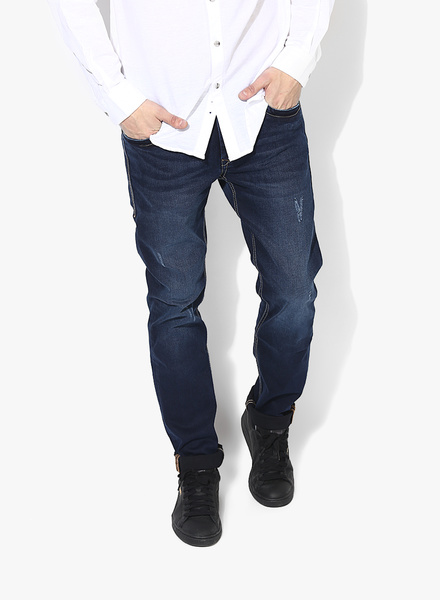 Blue Washed Low Rise Skinny Fit Jeans