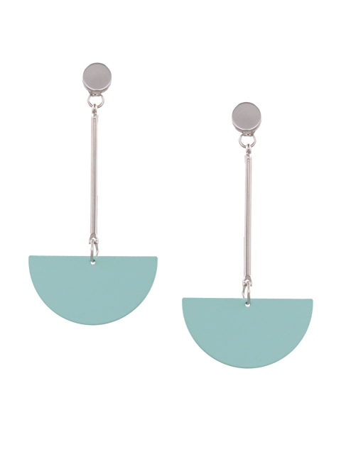 Sia Art Jewellery Silver-Toned & Blue Crescent-Shaped Drop Earrings