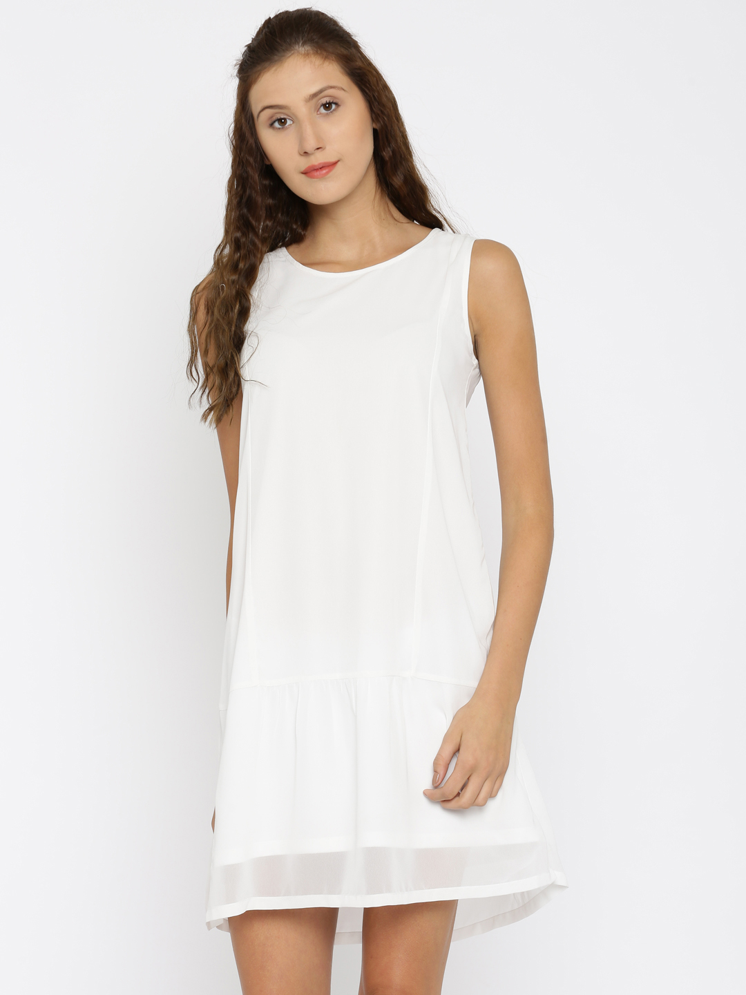 Van Heusen Woman White Self-Design A-Line Dress