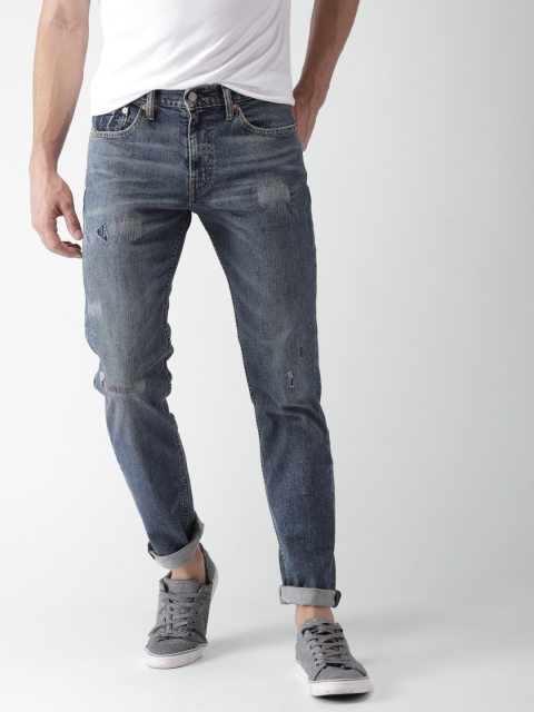 Levis Men Blue Slim Fit Mid-Rise Mildly Distressed Stretchable Jeans 511