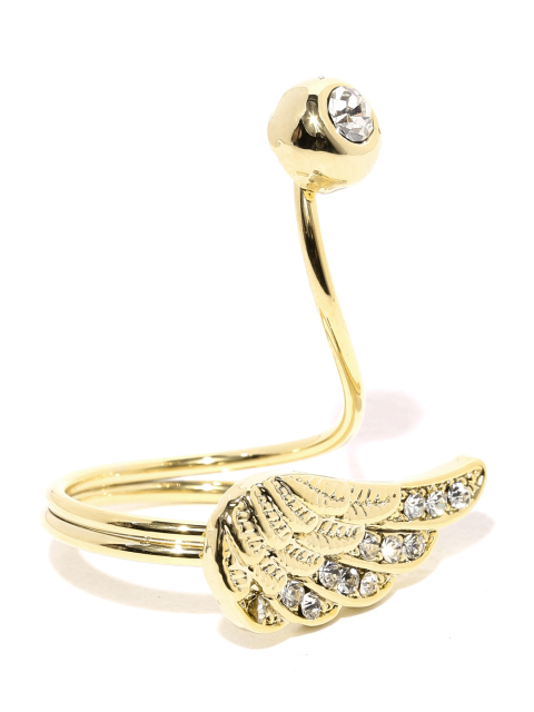 Tipsyfly Gold-Toned Embellished Angel Wing Ring