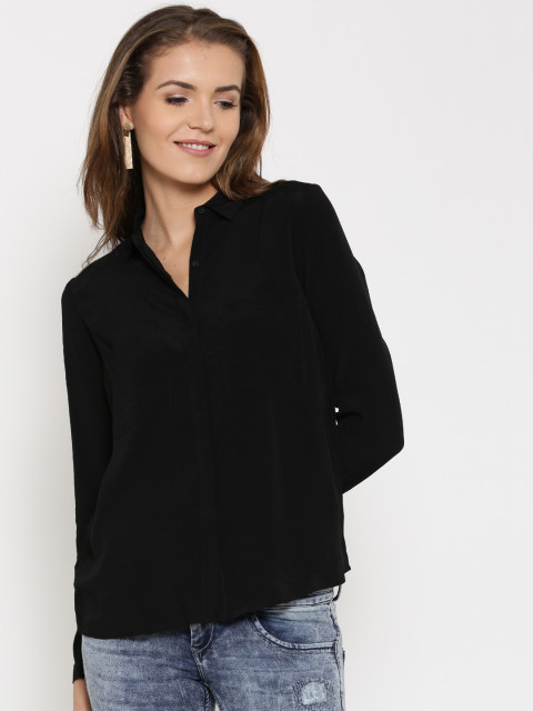 FOREVER 21 Women Black Solid Casual Shirt