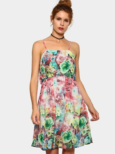 Nineteen Women Muticolor Floral Print Strappy Dress