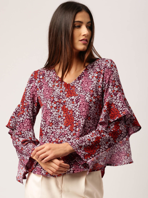 all about you	from Deepika Padukone Women Burgundy Printed Top