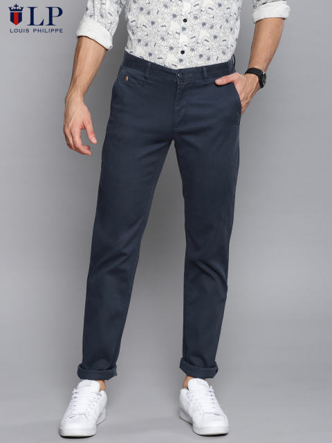 Buy Louis Philippe Grey Slim Fit Self Pattern Trousers for Mens Online   Tata CLiQ
