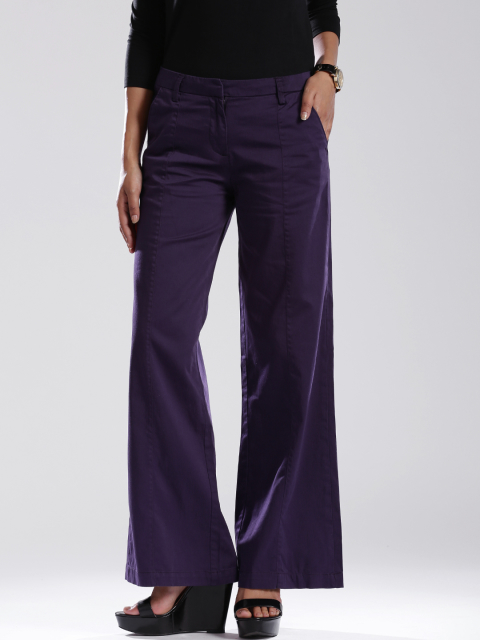 D Muse By DressBerry Purple Wide Leg Casual Trousers