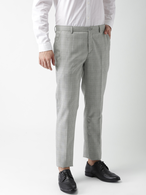 Men's Grey Checked Trousers | River Island