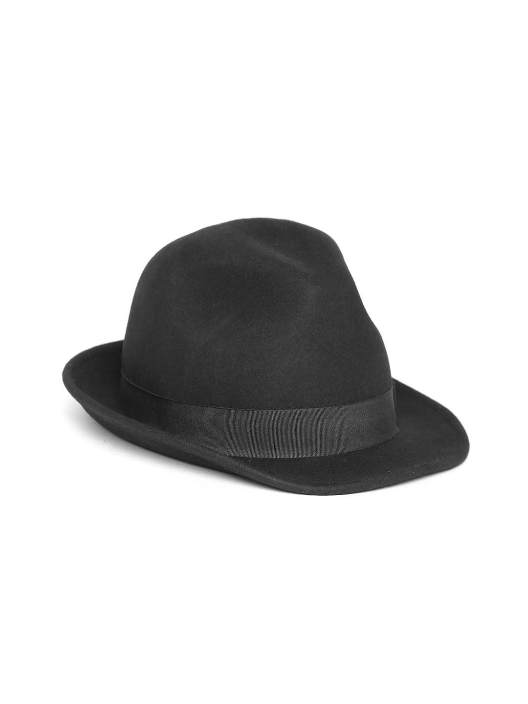 Antony Morato Men Black Woollen Trilby Hat