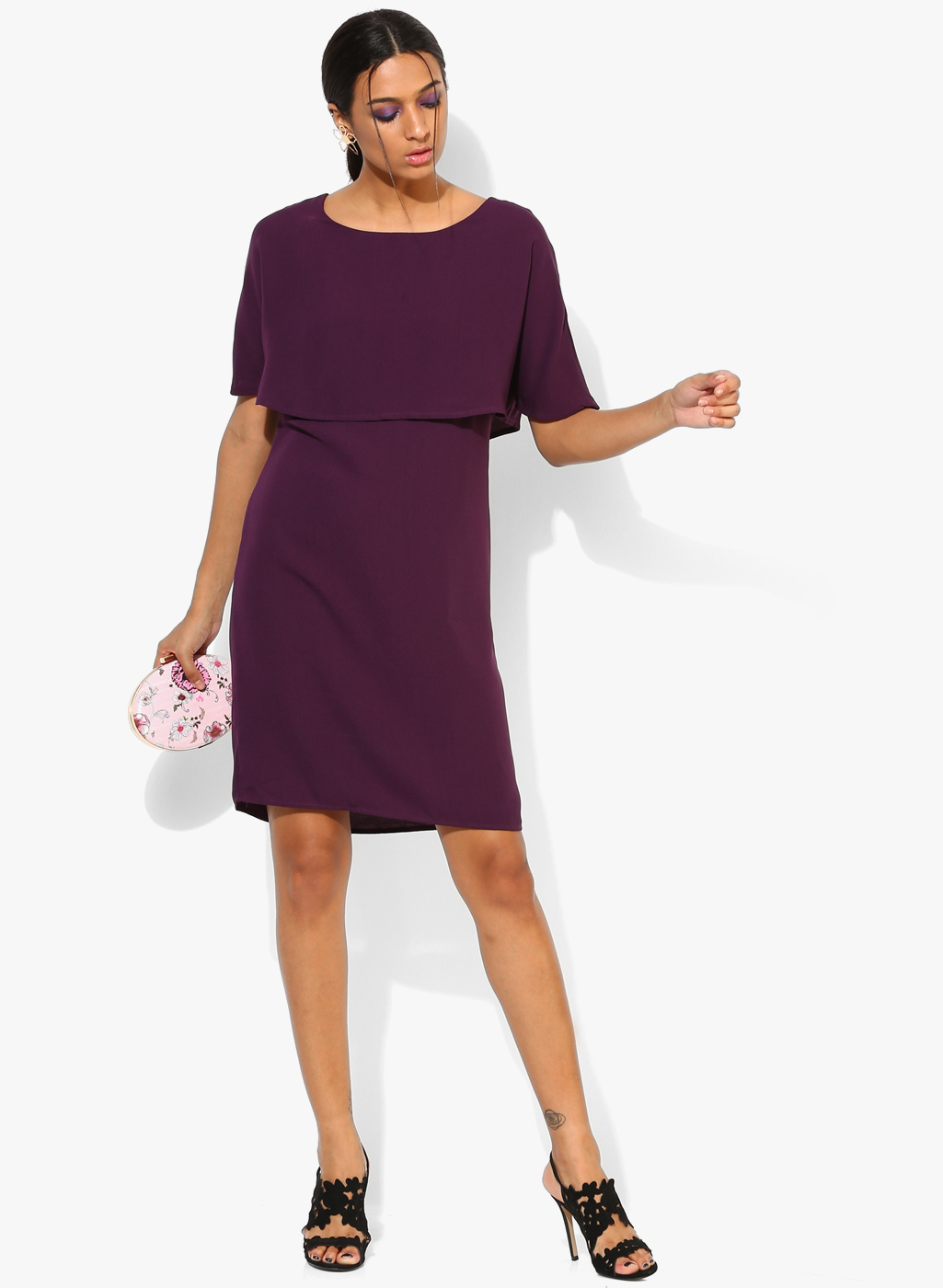 Marks & Spencer Purple Coloured Solid Shift Dress