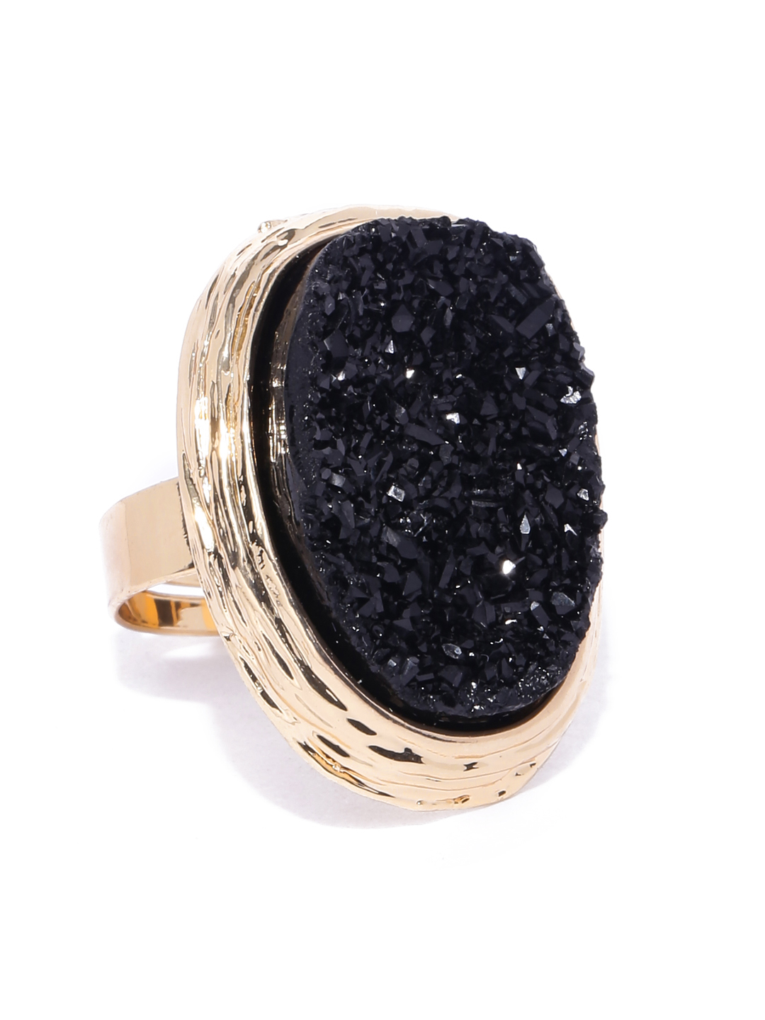 Pipa Bella Gold-Toned & Black Embellished Ring