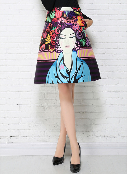 Multicoloured Flared Skirt