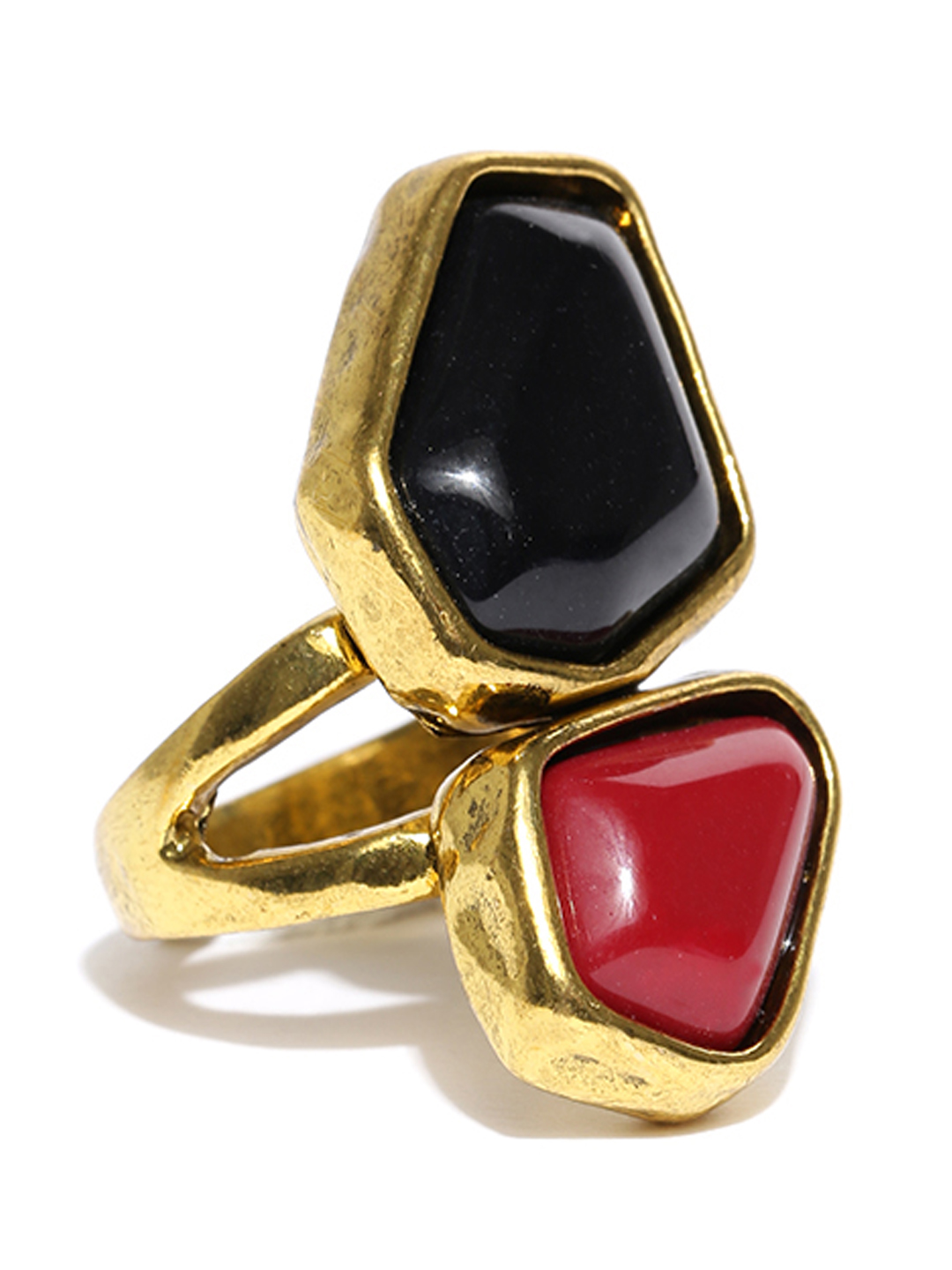 Parfois Gold-Toned & Black Stone-Studded Ring
