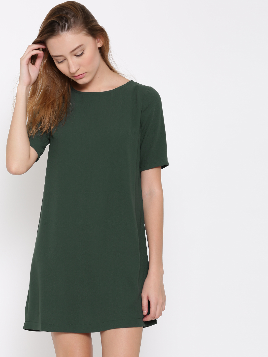 FOREVER 21 Women Green Solid Shift Dress