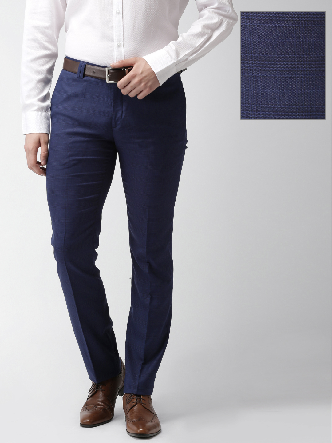 Buy INVICTUS Men Blue & Black Slim Fit Checked Formal Trousers - Trousers  for Men 2149747 | Myntra - Price History