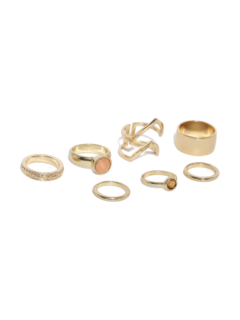 Toniq Women Set of 7 Gold-Toned Rings