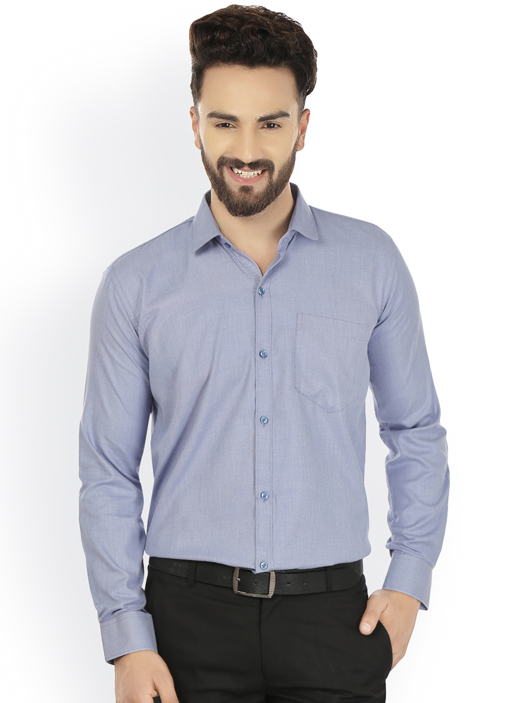 JAINISH Men Blue Comfort Fit Solid Formal Shirt