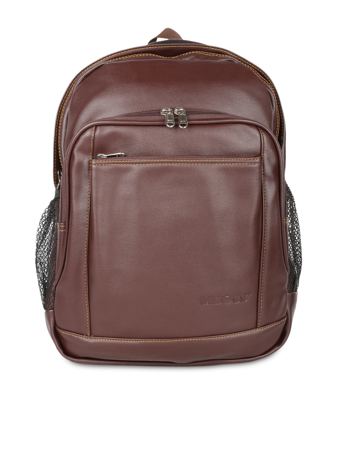MBOSS Brown Faux Leather Laptop Backpack