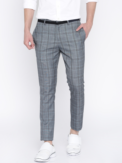 Buy Men Grey Slim Fit Self Design Cigarette Trousers online  Looksgudin