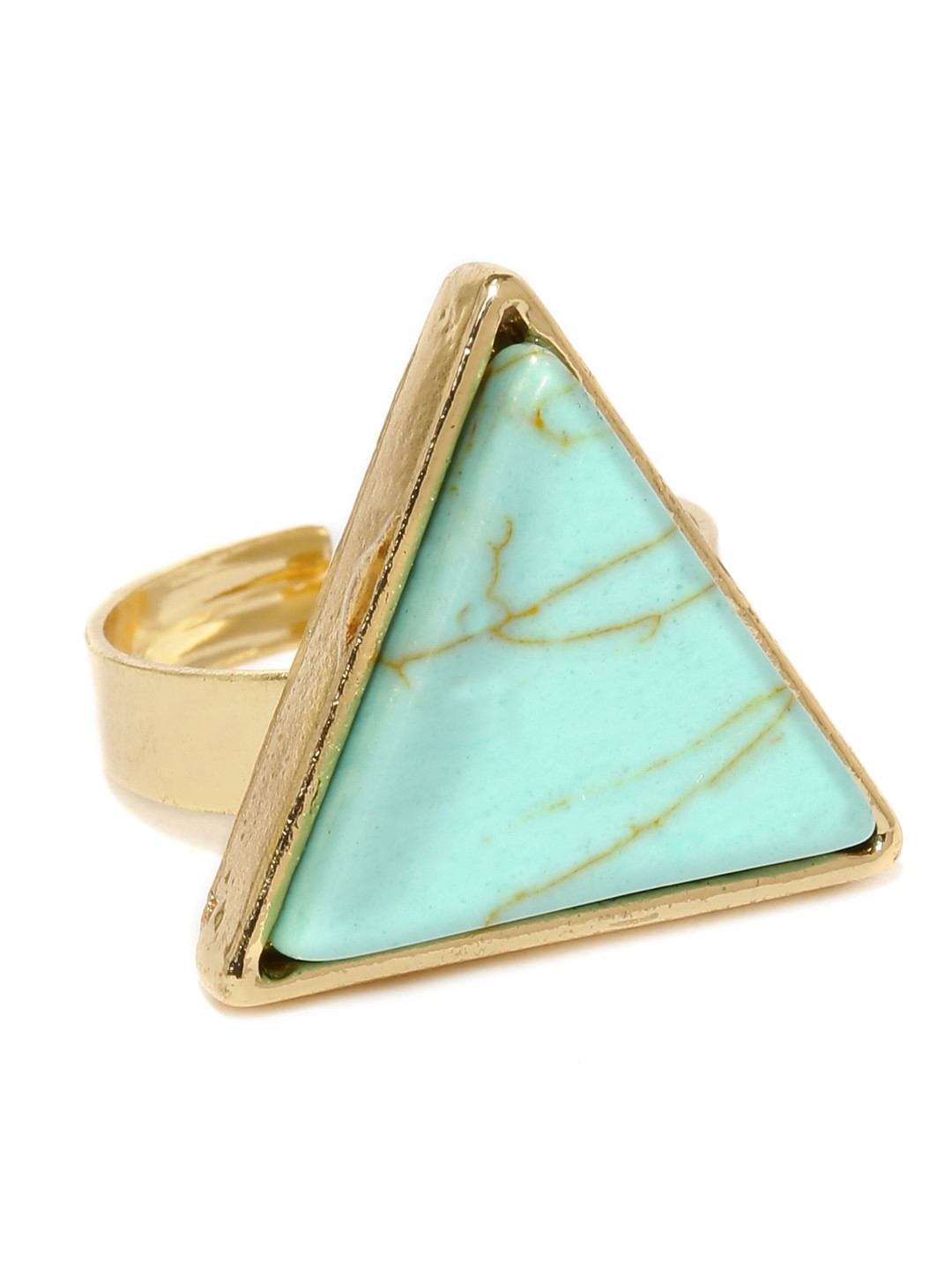 ToniQ Gold-Toned & Blue Triangular Ring
