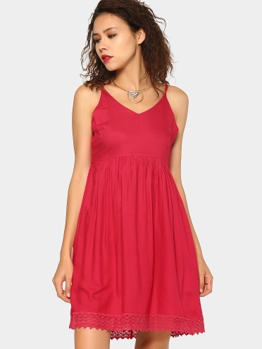 abof Women Scarlet Pink Strappy Dress