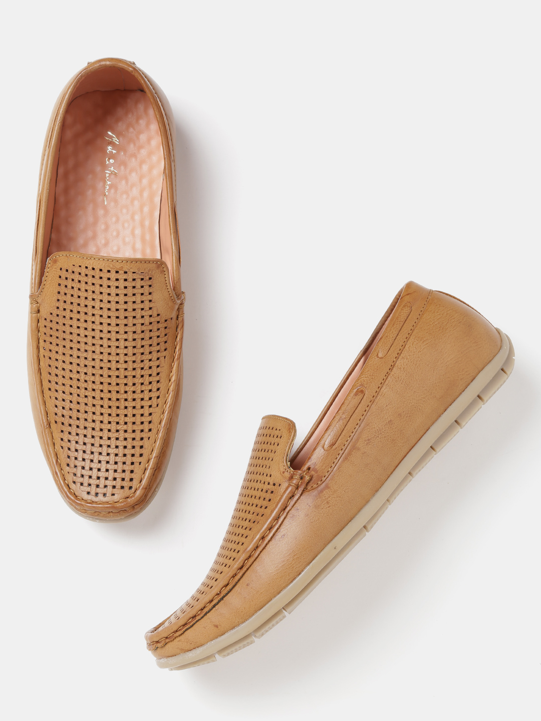 Mast & Harbour Men Brown Loafers with Cut-Outs