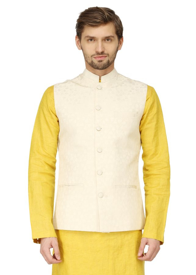 Mayank Modi Beige Nehru Jacket